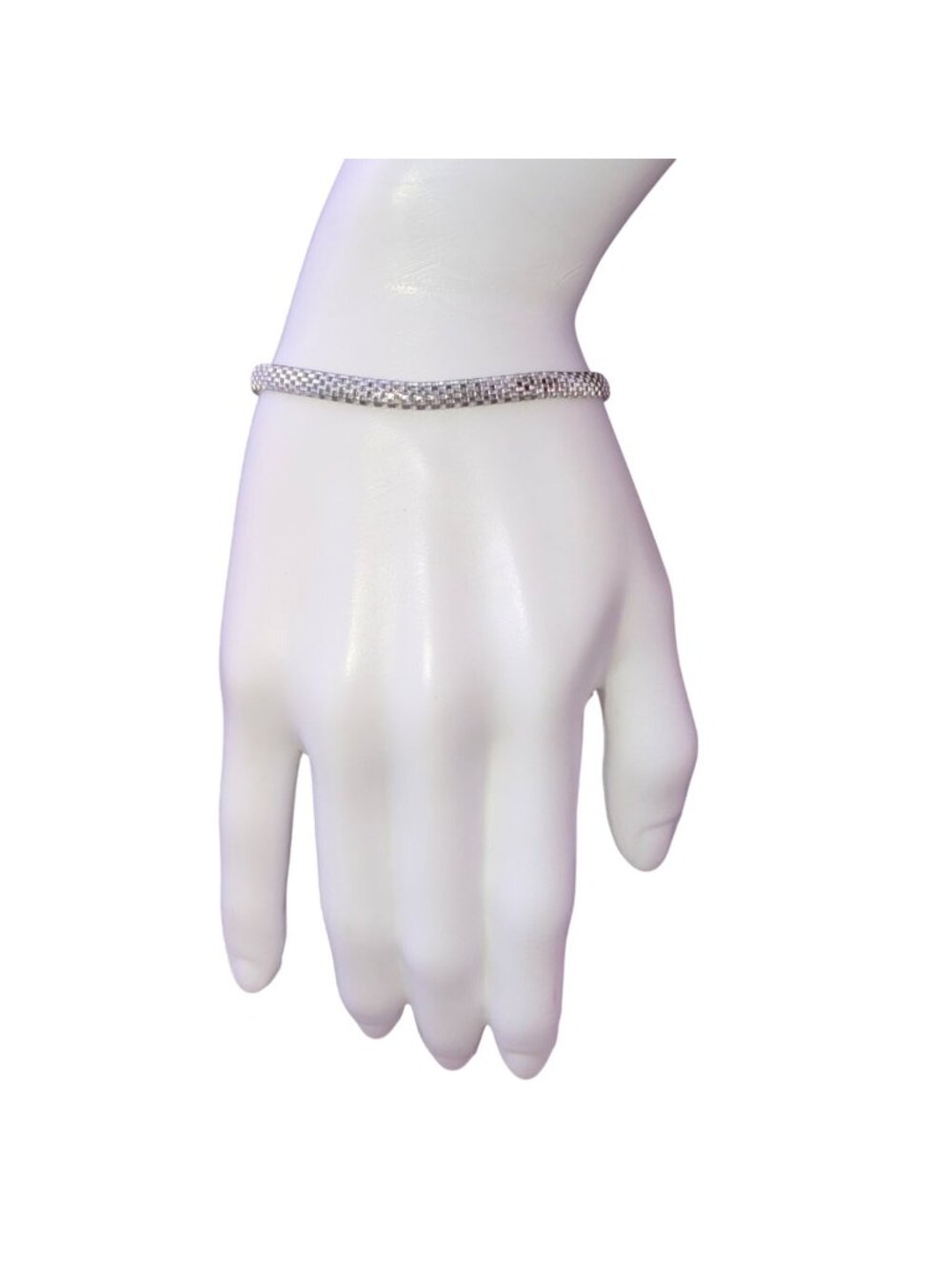 Sterling Silver Women’s Mesh Bracelet Italy 925 FAS Chain Design Sleek
